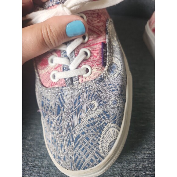 Vans Old Skool Skater Shoes Red & Blue Print Women's 5.5 - Picture 11 of 11